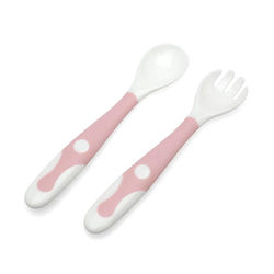 Kiokids Silicone Baby Spoon and Fork Set with C...