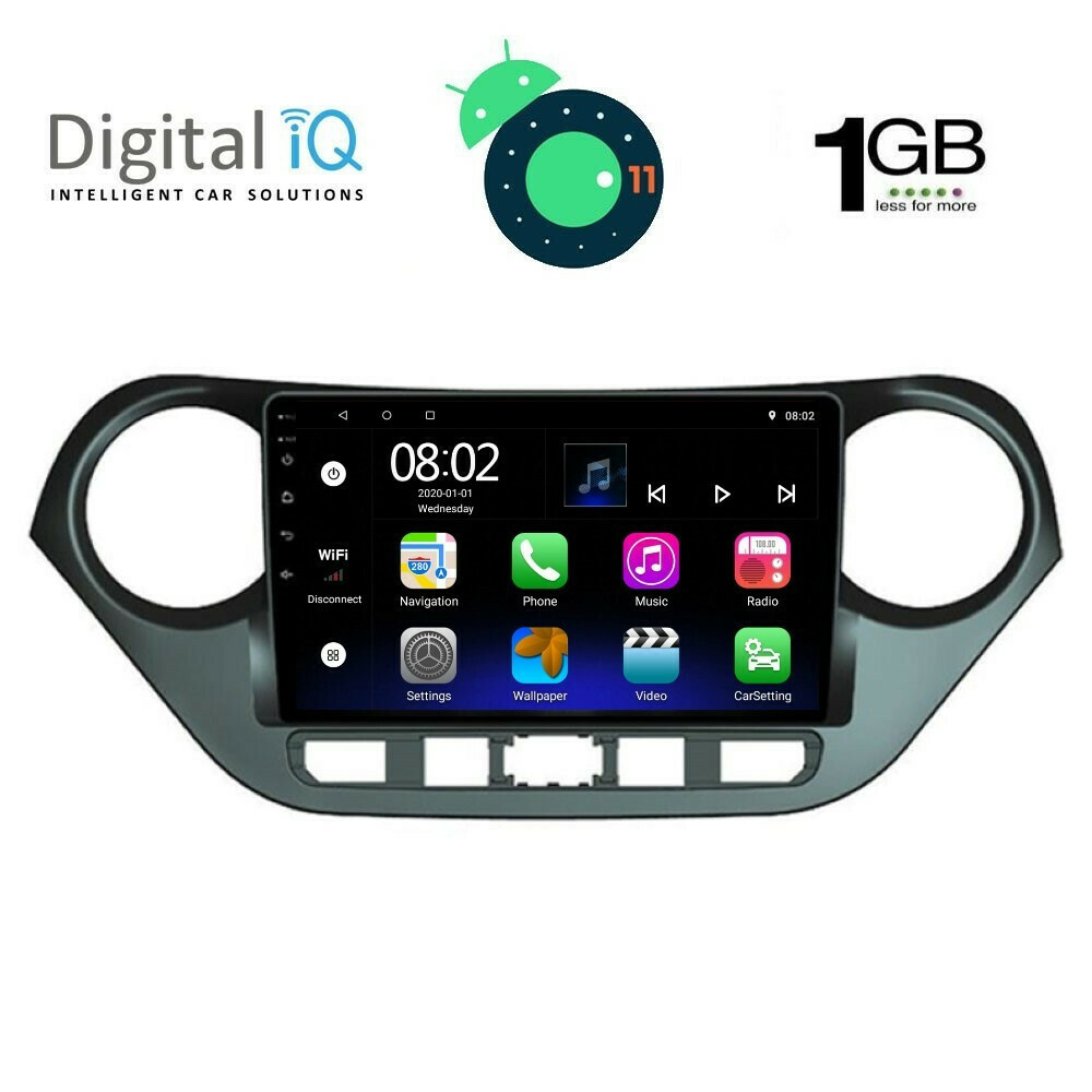 Digital IQ Ηχοσύστημα Αυτοκινήτου για Hyundai i10 2014 2020 (Bluetooth/USB/AUX/WiFi/GPS) με
