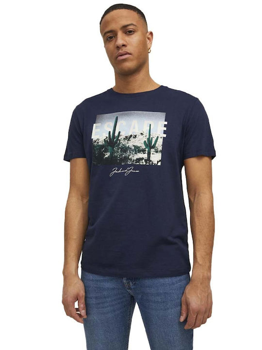 Jack & Jones Herren T-Shirt Kurzarm Marineblau