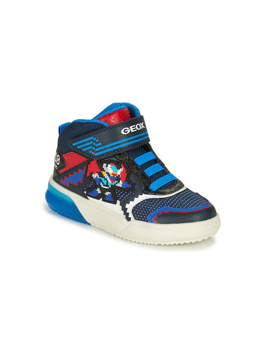 Geox Παιδικά Sneakers High Grayjay Ανατομικά με Φωτάκια Μπλε