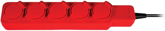 VK Lighting Steckdosenleiste 5 Positionen mit Kabel 1.5m Rot