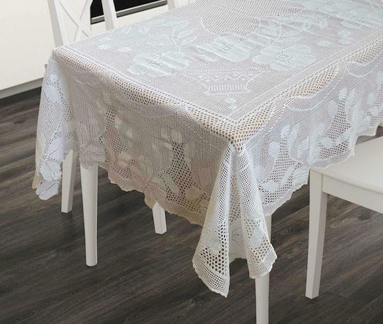 Linea Home Τραπεζομάντηλο Πλεκτό Λευκό 180x180εκ.