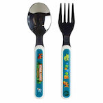 Ango Baby Set with Fork Jurassic Wolrd made of Metal for 6+ months Light Blue 2pcs