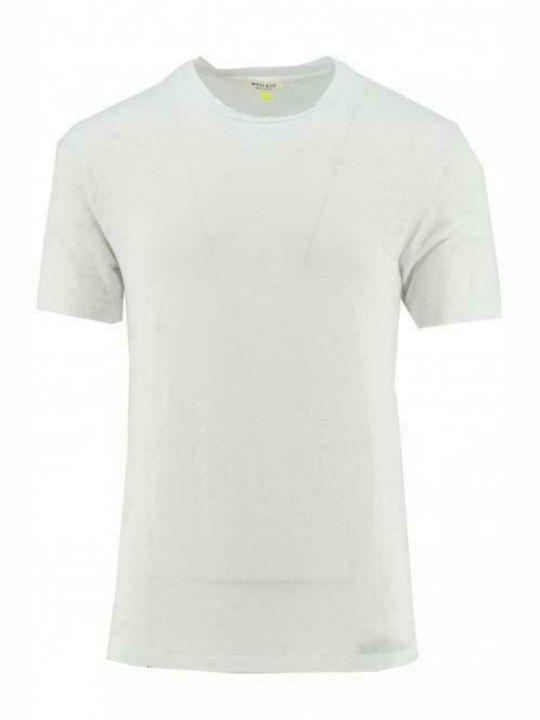 t-shirt λινό WOOL&CO WO2380-WO2170 λευκό 2380-2170-0001