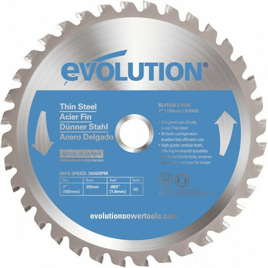 Evolution Δίσκος Κοπής Μετάλλου με 68 Δόντια 180mm