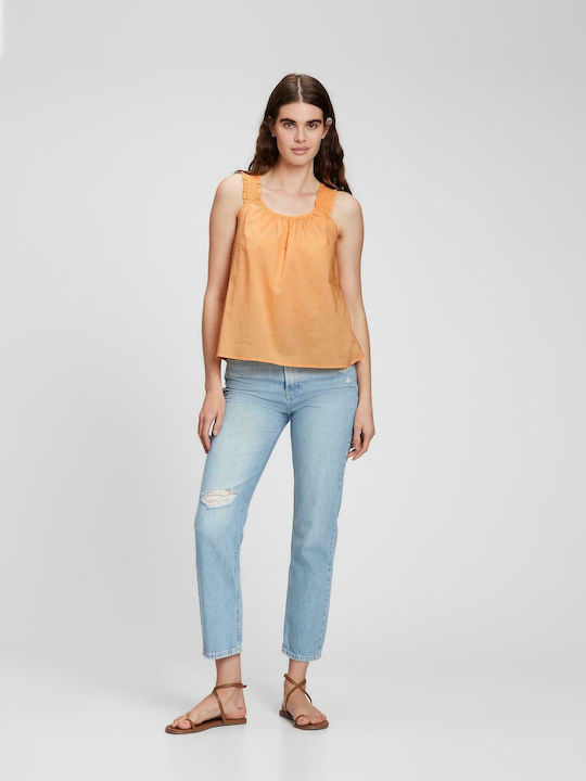 GAP Damen Sommerliche Bluse Baumwoll Ärmellos Orange