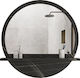 Pakoworld Lesley Στρογγυλός Καθρέπτης Μπάνιου από Μοριοσανίδα με Ράφι 60x60cm Μαύρος