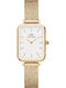 Daniel Wellington Quadro Pressed Womens Watch 26mm Battery With Gold Metal Bracelet