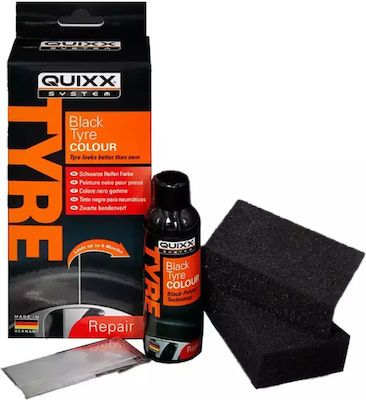 Quixx Black Tyre Colour Kit Reparator pentru Jante Autoturism Set de vopsea pentru anvelope Negru