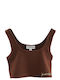 Kendall + Kylie Women's Summer Crop Top Cotton Sleeveless Brown