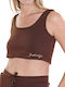 Women's Summer Crop Top Cotton Sleeveless Brown