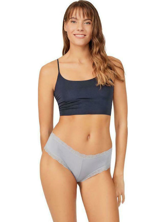 CottonHill Femeie Boxer cu Dantelă Light Gray