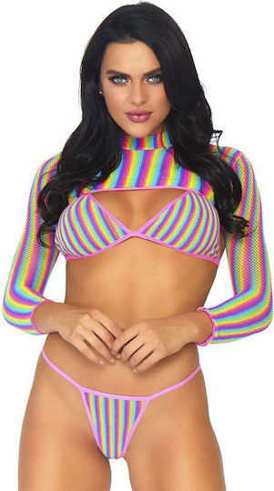 Leg Avenue Rainbow String & Crop Top Multicolour