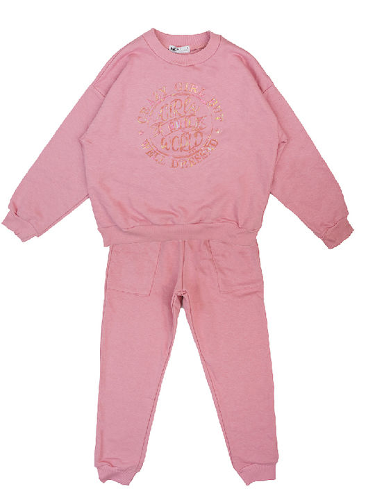 Nek Kids Wear Kids Sweatpants Set Pink 2pcs