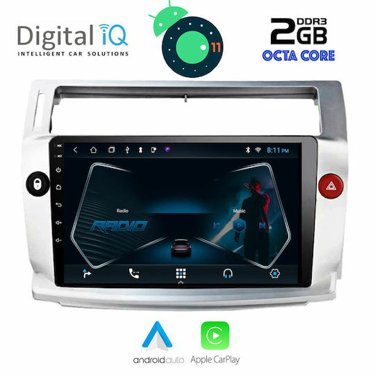 Digital IQ Car-Audiosystem für Citroen C4 Audi A7 2004-2010 (Bluetooth/USB/AUX/WiFi/GPS/Apple-Carplay/Android-Auto) mit Touchscreen 9"
