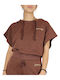 Women's Summer Crop Top Cotton Short Sleeve with Hood Coffee Brown
