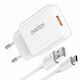 Choetech Încărcător cu Port USB-A și Cablu USB-C Quick Charge 3.0 Albς (Q5003)