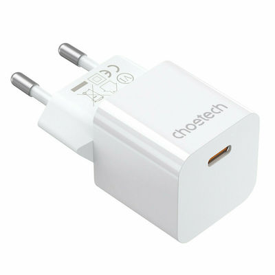 Choetech Charger Without Cable with USB-C Port 20W Whites (PD5010)