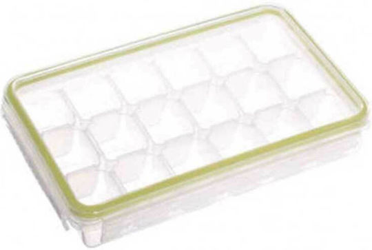 5Five Tavă pentru cuburi de gheață Rectangulare din plastic 18 compartimente cu capac Alb 136091
