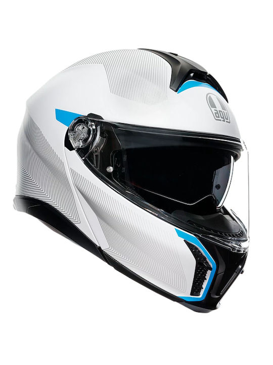 AGV Tourmodular Light Grey/Blue Motorcycle Helm...