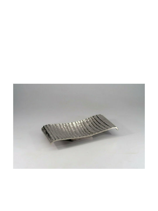 Karvounis Rectangular Metallic Decorative Platter Silver 30x15x5cm
