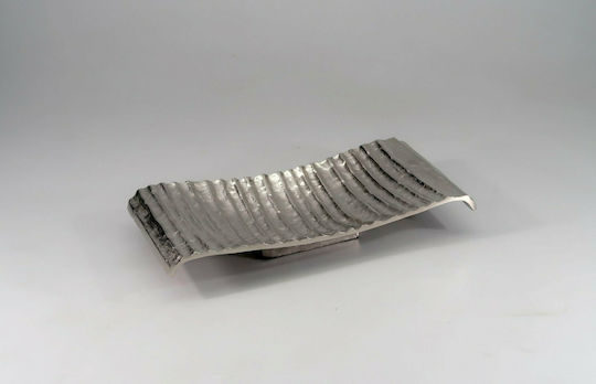 Karvounis Rectangular Metallic Decorative Platter Silver 30x15x5cm