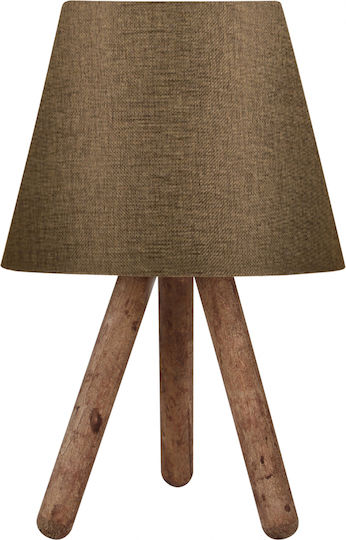 HomeMarkt Wood Vintage Table Lamp for Socket E27 with Brown Shade and Base