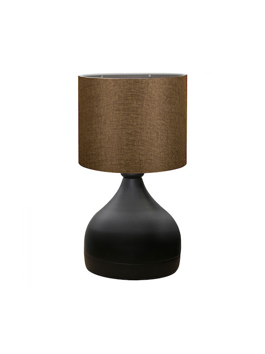 HomeMarkt Metall Tischlampe für Fassung E27 mit Braun Schirm und Schwarz Basis