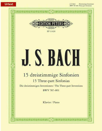 Edition Peters BACH J.S. Τρίφωνες Παραλλαγές Sheet Music for Piano