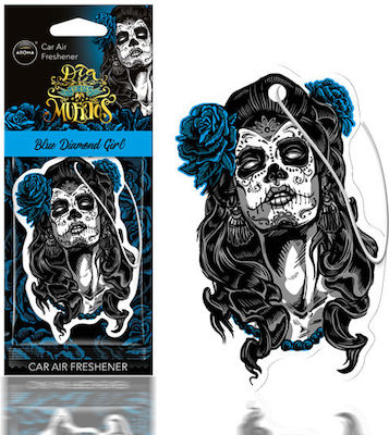 Aroma Car Car Air Freshener Tab Pendand dia de los muertos Blue Diamond Girl