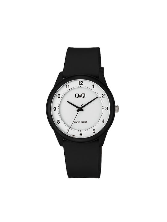 Q&Q Watch Battery with Black Rubber Strap