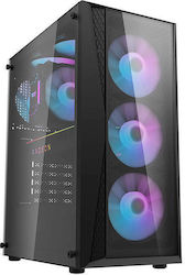 Darkflash DK352 Plus Jocuri Turnul complet Cutie de calculator cu fereastră laterală și iluminare RGB Negru