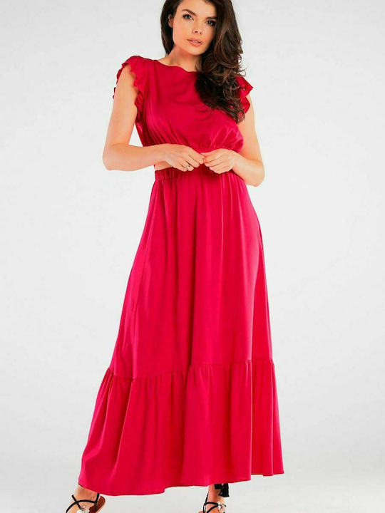 Awama High Waist Maxi Skirt in Fuchsia color