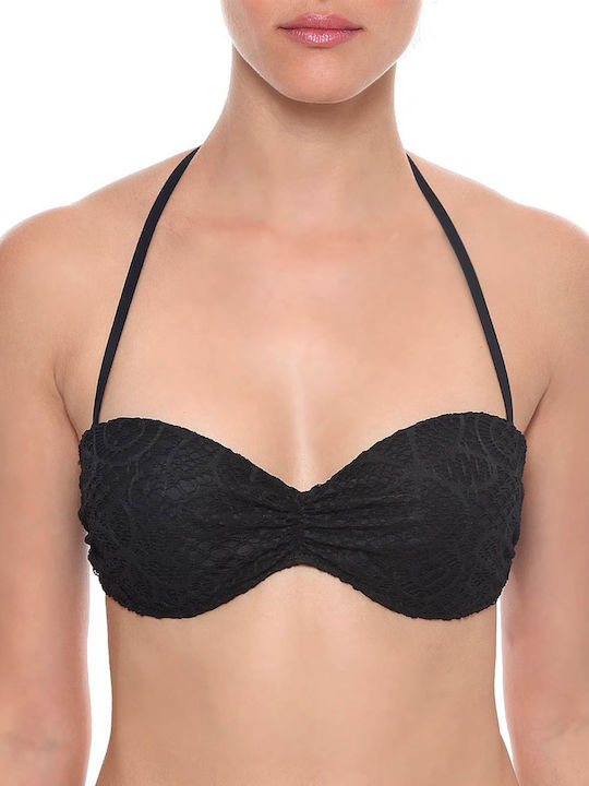 Strapless Bikini Top με Ενίσχυση Μαύρο