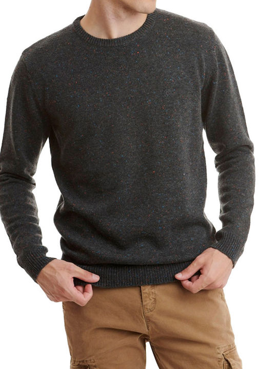 Basehit Men's Long Sleeve Sweater Nep Dark Grey