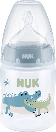 Nuk Plastic Baby Bottle First Choice Plus Anti-colic with Silicone Teat for 0-6 Months Gray Crocodile - Gray 150ml
