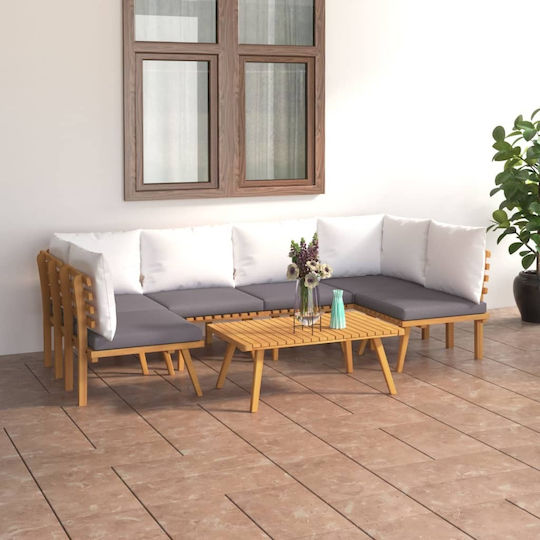 Garten- und Outdoor-Möbelsets Wohnzimmer Typsatz 7 Stück Akazie mit Kissen Garten- und Outdoor-Möbelsets Wohnzimmer Typsatz 7 Stück Akazie mit Kissen