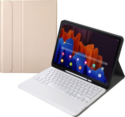 Klappdeckel Kunststoff mit Tastatur Englisch US Gold (Galaxy Tab S7+) SAS6378J