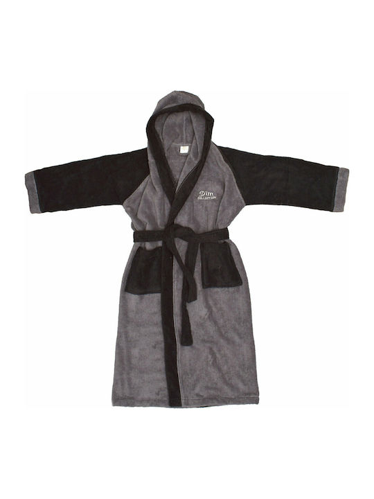 Dimcol Halat de Baie pentru Copii Happy Smile Dark Grey cu Glugă