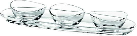 Vidivi Glass Dessert Divided Serving Plate with 3 Slots Papaya Transparent
