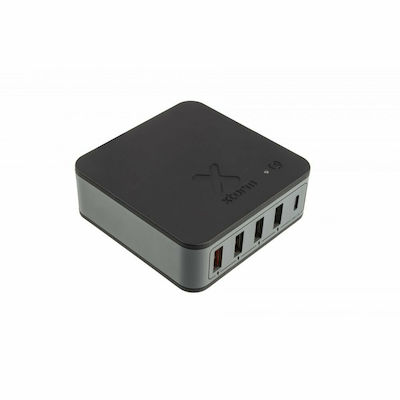 Xtorm Βάση Φόρτισης με 4 Θύρες USB-A και Θύρα USB-C 60W Power Delivery / Quick Charge 3.0 σε Γκρι χρώμα (XWC01)