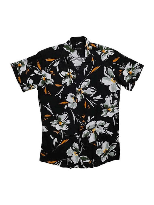 Canadian Country Short-sleeved Shirt Floral Bla...