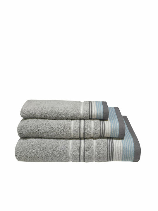 Le Blanc Hand Towel Satin Stripe 30x50cm Grey W...