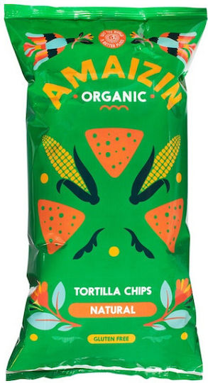 Amaizin Bio Gepuffte Snacks Tortilla Chips aus Mais Gesalzen Glutenfrei 250gr