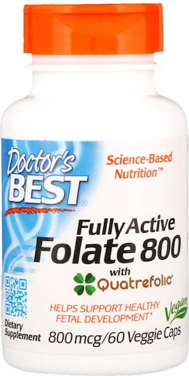 Doctor's Best Fully Active Folate Витамин 800mcg 60 вегетариански капсули