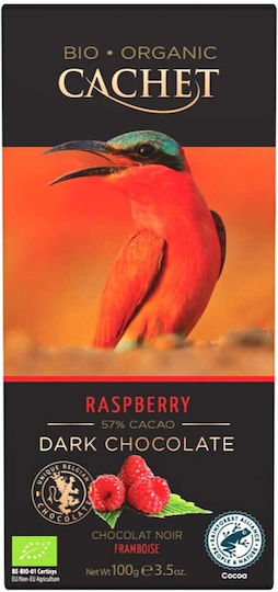 Cachet Organic Chocolate Dark with Raspberry with 57% Cocoa 100gr