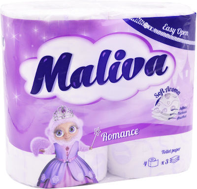 Zebra Χαρτί Υγείας Maliva Romance 4x4 Ρολά 3 Φύλλων