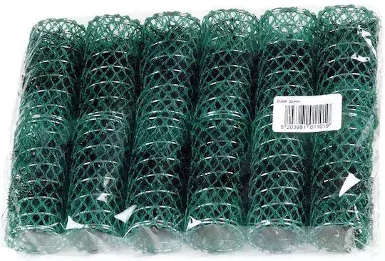 Niobe Professional 362 Lockenwickler Drahtgitter-Roller 30mm in Grün Farbe 12Stück