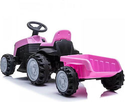 Kids 6V Electric Ride On Tractor with Trailer Pink