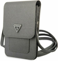 Guess Saffiano Triangle Logo Phone Bag Γκρι